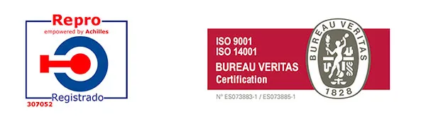 ISO 9001 / ISO 14001 Bureau Veritas and Repro logos