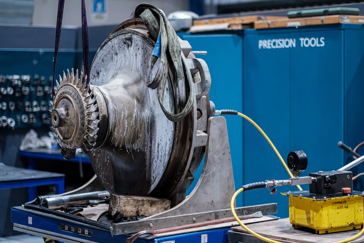 ABB TPL76 C35 turbocharger in the workshop