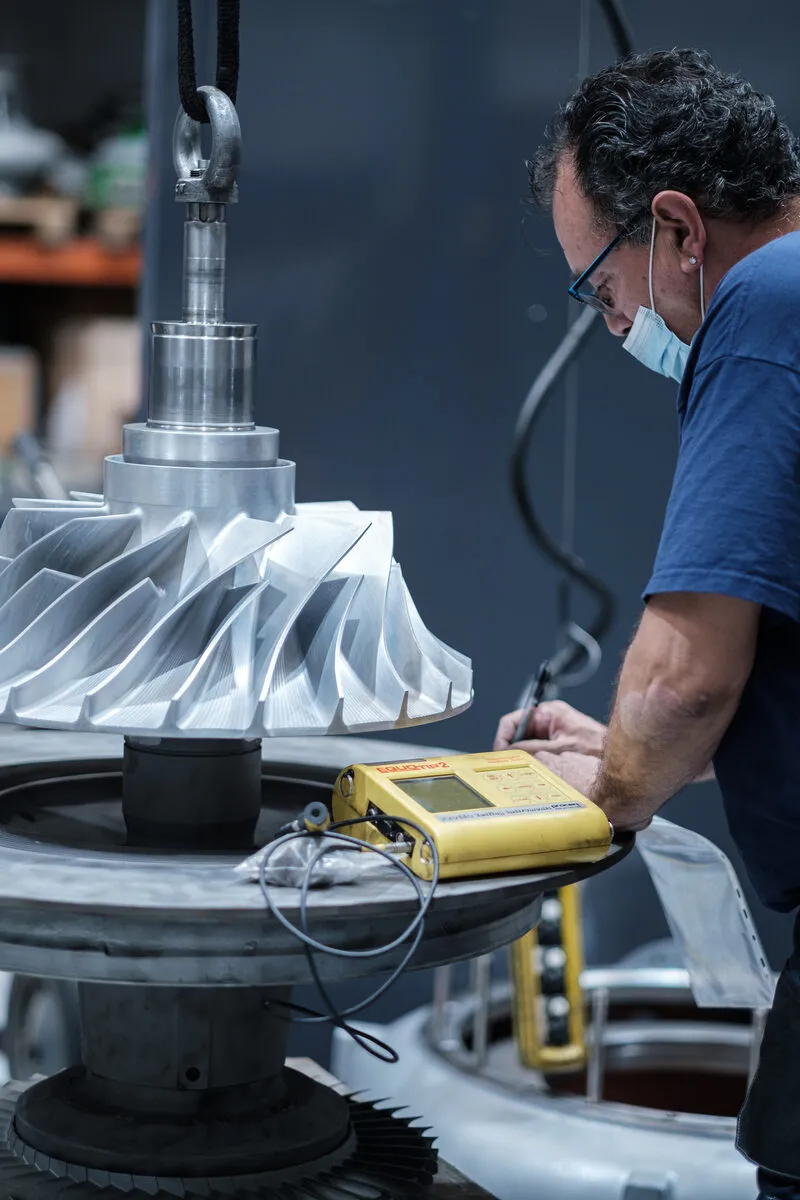 ABB VTR454 turbocharger during disassembly