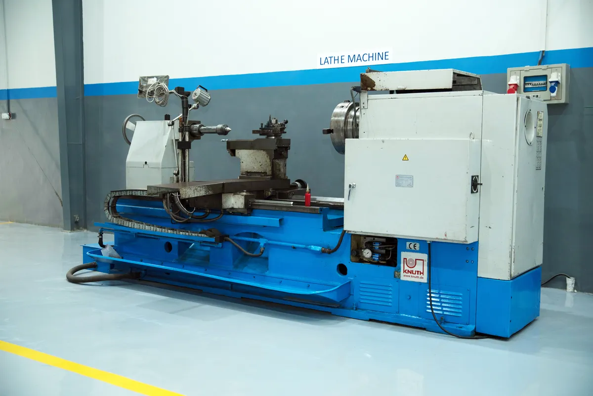 Lathe in the machining area of the Karachi workshop