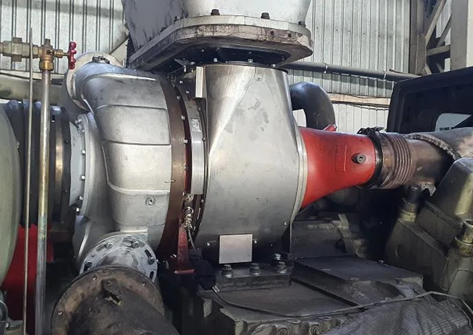 Hedemora HS7800 turbocharger installed on a GE GEVO12 engine